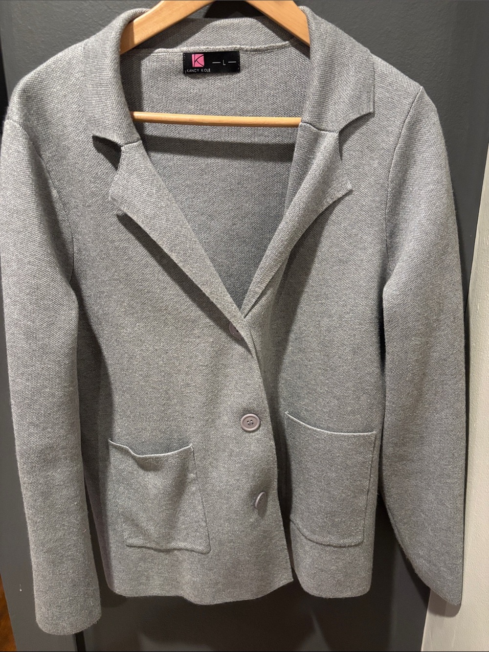 Kancy Kole  Light Gray Knit Blazer Jacket